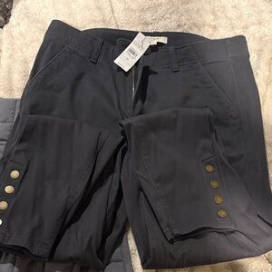 LOFT Men's Dark Gray Chinos with Button Detail